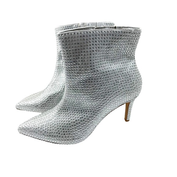 torrid Shoes - NEW Torrid Silver Rhinestones Pointed Toe Heeled Boots Sz 10W